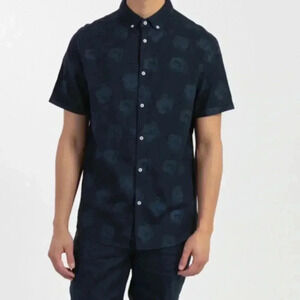 NWT Larrson & Co Floral Linen Short Sleeve Top